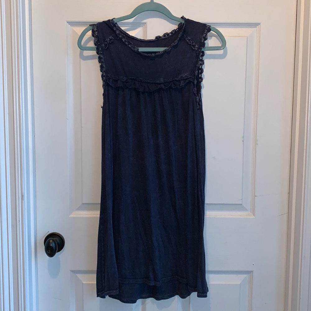 Navy mini dress with textured accents